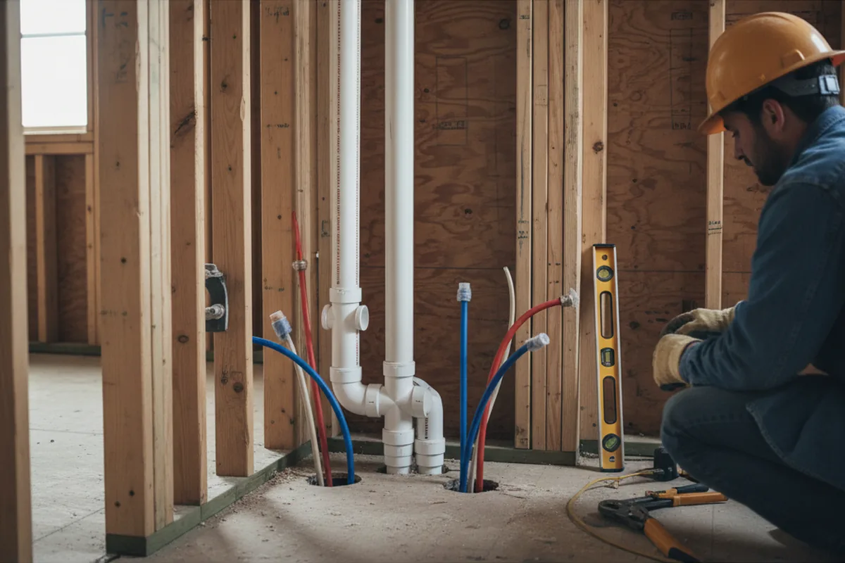 Drain and supply rough-in during Sump Pump Repair in Mars